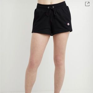 Women’s black reverse weave Champion shorts
